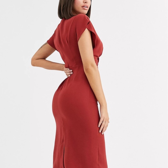 ASOS DESIGN twist and drape front midi dress - Picture 3 of 4